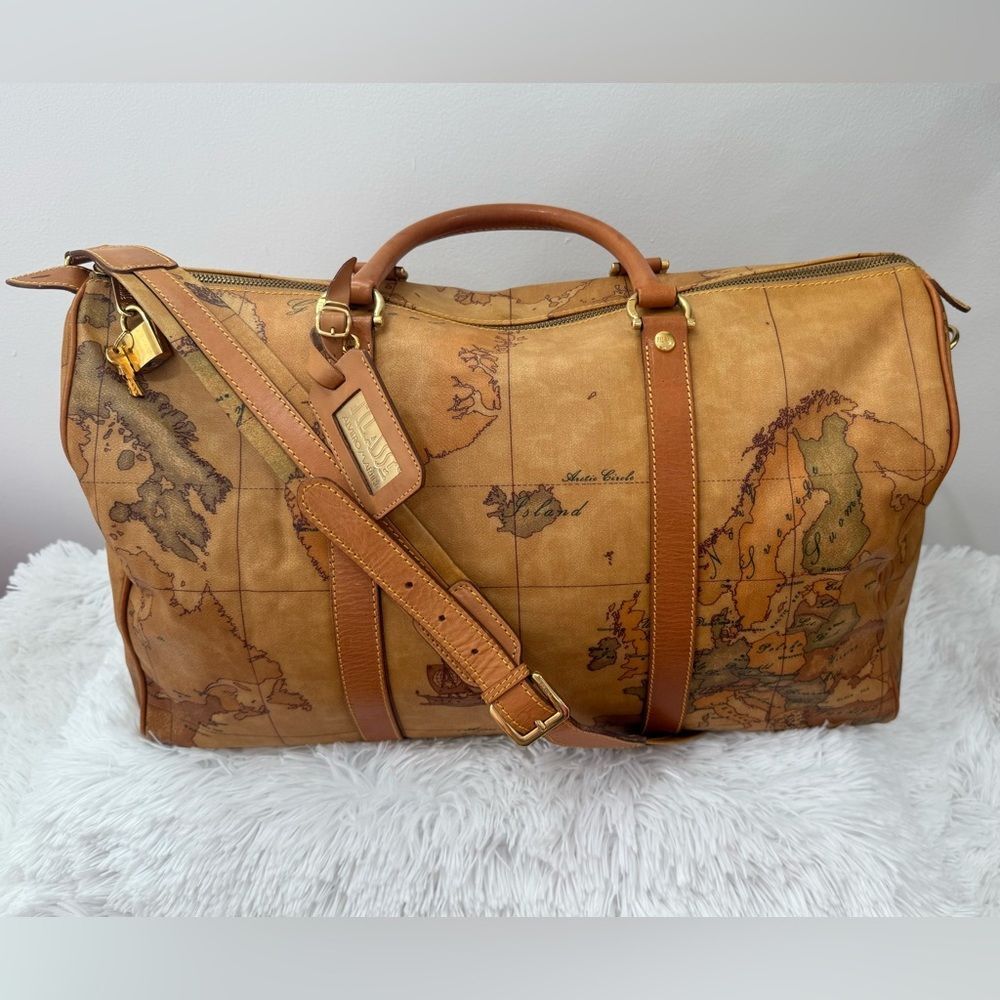 Alviero Martini 1A Classe Travel Geo Map Men’s Duffle Weekender Bag 19” FULL SET